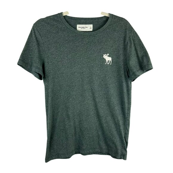 Abercrombie & Fitch Soft A&F Tee Men Small Green Large Moose Logo Short Sleeves - Picture 1 of 6